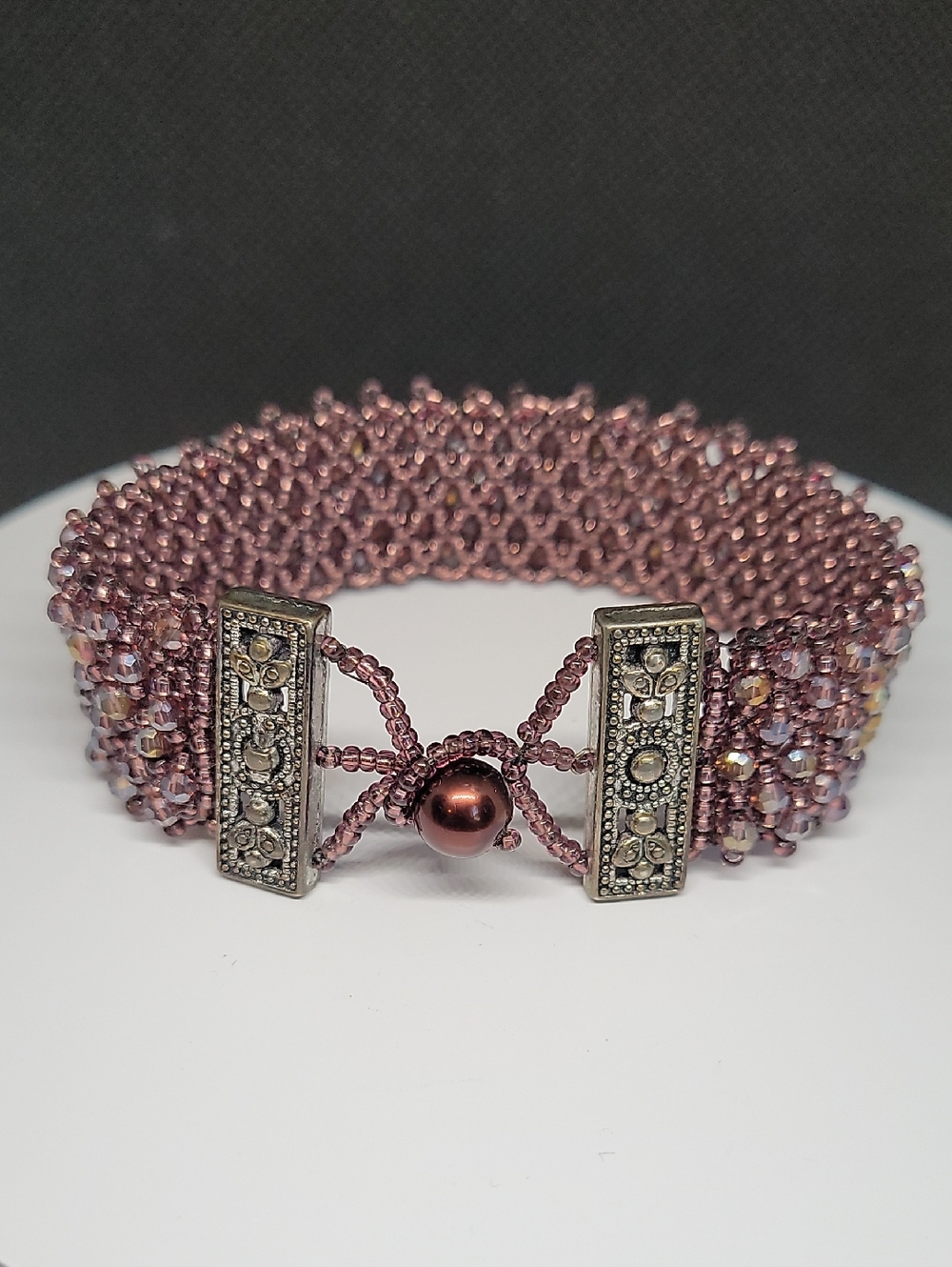 Handcrafted Purple Crystal Beaded Bracelet